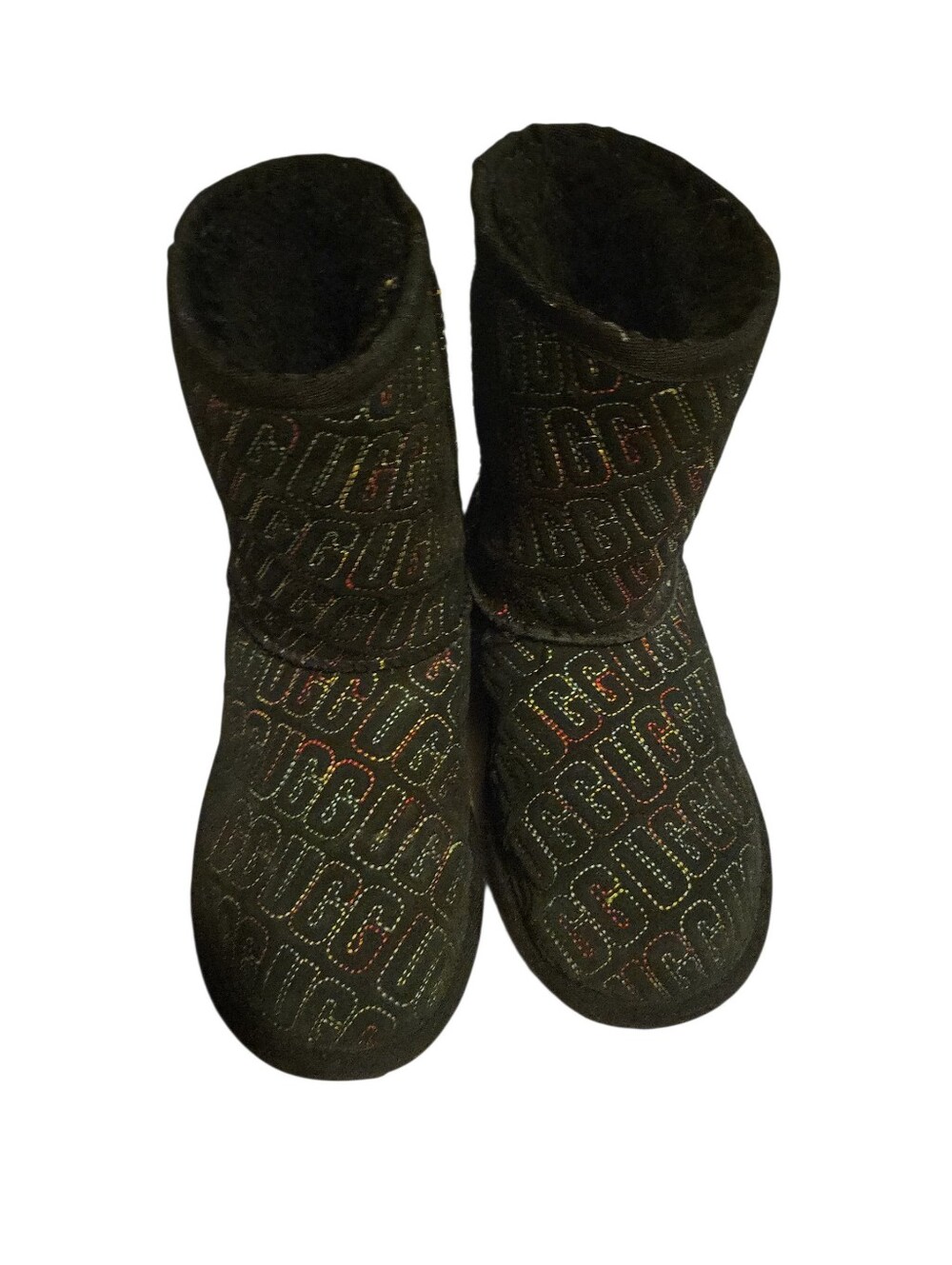 UGG Kids Black All Over Logo Boots
